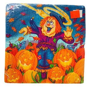 16 Halloween Napkins Friendly Scarecrow Made USA Vintage Amscan Sealed Package